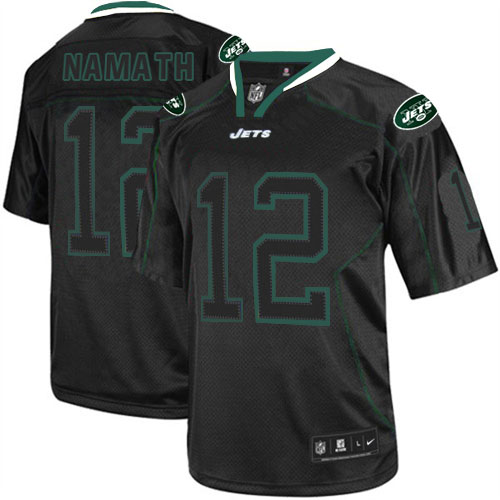 Men's Nike New York Jets #12 Joe Namath Elite Lights Out Black NFL Jersey