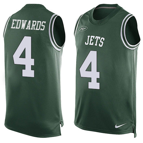 Men's Nike New York Jets #4 Lac Edwards Limited Green Player Name & Number Tank Top NFL Jersey