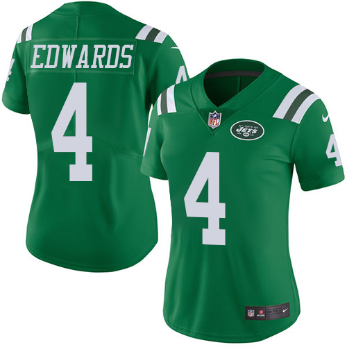 Women's Nike New York Jets #4 Lac Edwards Limited Green Rush Vapor Untouchable NFL Jersey