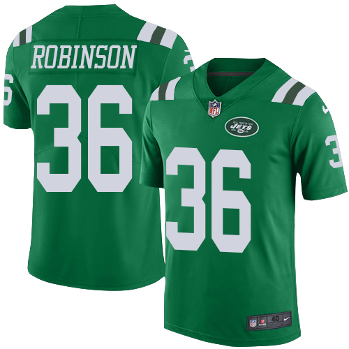 Men's Nike New York Jets #36 Rashard Robinson Elite Green Rush Vapor Untouchable NFL Jersey