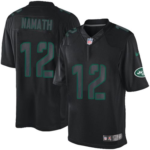 Men's Nike New York Jets #12 Joe Namath Limited Black Impact NFL Jersey