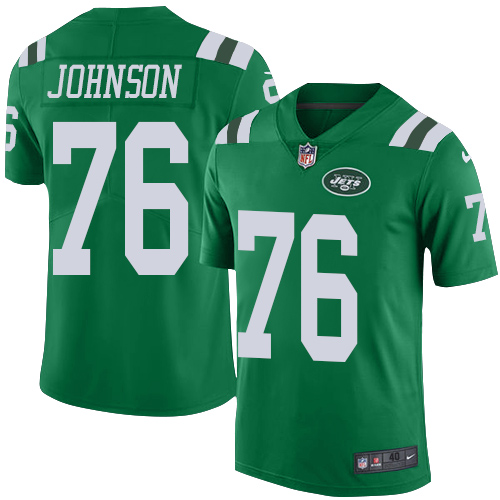 Men's Nike New York Jets #76 Wesley Johnson Elite Green Rush Vapor Untouchable NFL Jersey