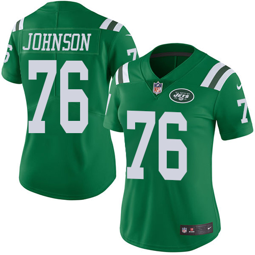 Women's Nike New York Jets #76 Wesley Johnson Limited Green Rush Vapor Untouchable NFL Jersey