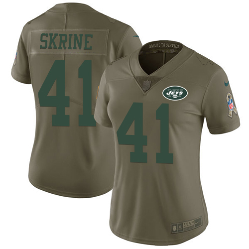 Women's Nike New York Jets #41 Buster Skrine Limited Olive 2017 Salute to Service NFL Jersey