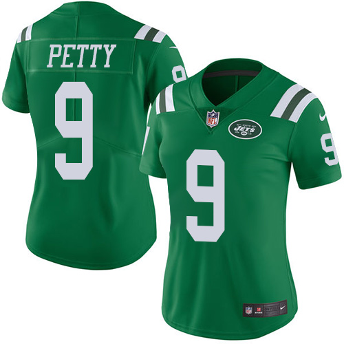 Women's Nike New York Jets #9 Bryce Petty Limited Green Rush Vapor Untouchable NFL Jersey