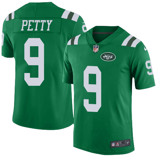 Men's Nike New York Jets #9 Bryce Petty Elite Green Rush Vapor Untouchable NFL Jersey