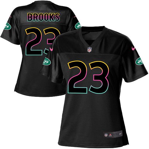 Women's Nike New York Jets #23 Terrence Brooks Game Black Fashion NFL Jersey