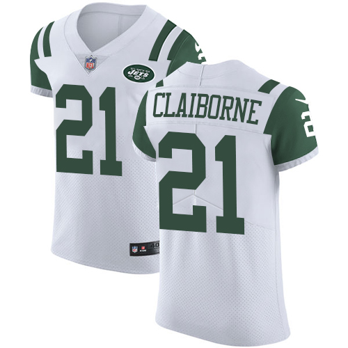 Men's Nike New York Jets #21 Morris Claiborne Elite White NFL Jersey