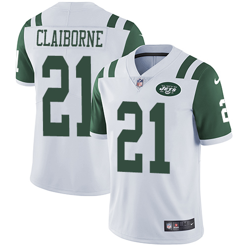 Men's Nike New York Jets #21 Morris Claiborne White Vapor Untouchable Limited Player NFL Jersey