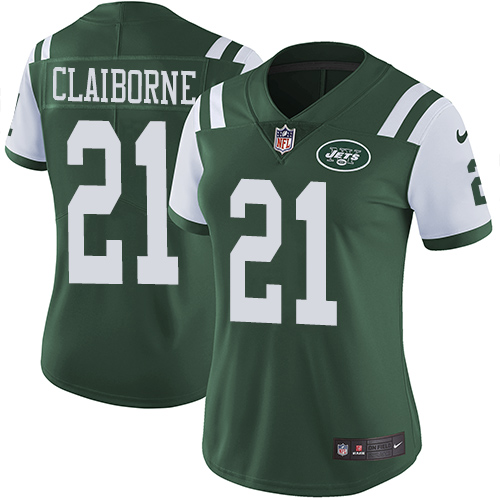 Women's Nike New York Jets #21 Morris Claiborne Green Team Color Vapor Untouchable Limited Player NFL Jersey