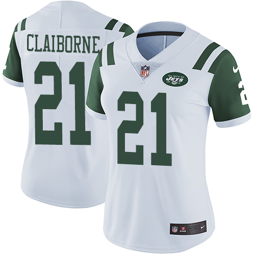 Women's Nike New York Jets #21 Morris Claiborne White Vapor Untouchable Limited Player NFL Jersey
