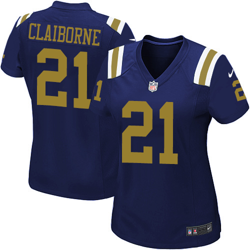 Women's Nike New York Jets #21 Morris Claiborne Elite Navy Blue Alternate NFL Jersey