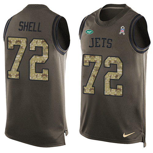 Men's Nike New York Jets #72 Brandon Shell Limited Green Salute to Service Tank Top NFL Jersey