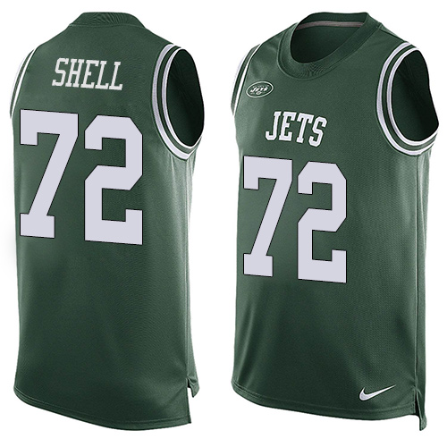 Men's Nike New York Jets #72 Brandon Shell Limited Green Player Name & Number Tank Top NFL Jersey