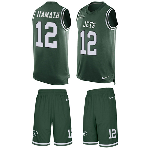 Men's Nike New York Jets #12 Joe Namath Limited Green Tank Top Suit NFL Jersey