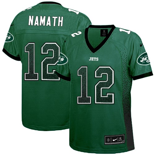 Women's Nike New York Jets #12 Joe Namath Elite Green Drift Fashion NFL Jersey