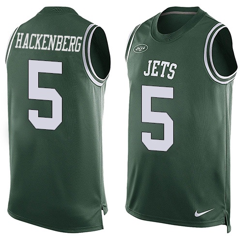 Men's Nike New York Jets #5 Christian Hackenberg Limited Green Player Name & Number Tank Top NFL Jersey
