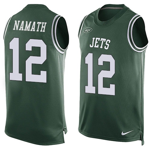 Men's Nike New York Jets #12 Joe Namath Limited Green Player Name & Number Tank Top NFL Jersey