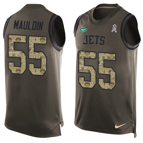 Men's Nike New York Jets #55 Lorenzo Mauldin Limited Green Salute to Service Tank Top NFL Jersey