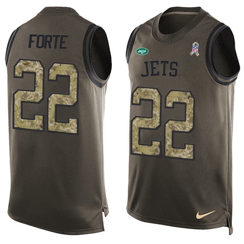 Men's Nike New York Jets #22 Matt Forte Limited Green Salute to Service Tank Top NFL Jersey