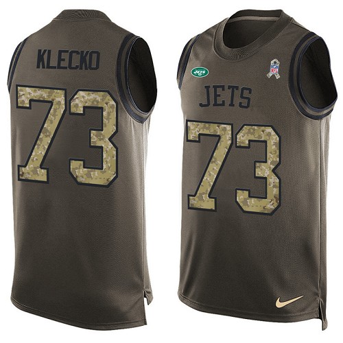 Men's Nike New York Jets #73 Joe Klecko Limited Green Salute to Service Tank Top NFL Jersey
