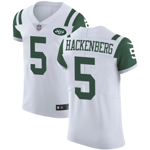 Men's Nike New York Jets #5 Christian Hackenberg Elite White NFL Jersey