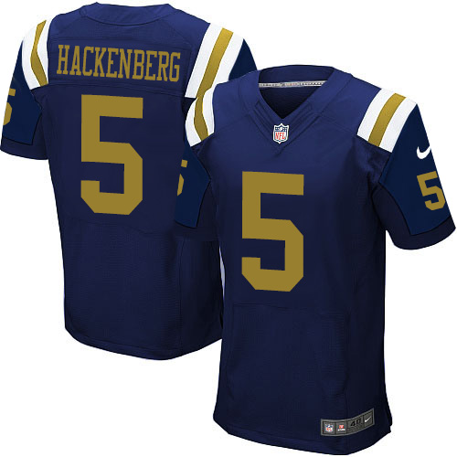 Men's Nike New York Jets #5 Christian Hackenberg Elite Navy Blue Alternate NFL Jersey