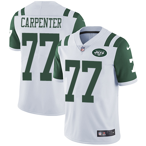 Men's Nike New York Jets #77 James Carpenter White Vapor Untouchable Limited Player NFL Jersey