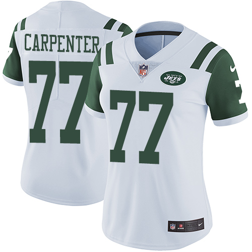 Women's Nike New York Jets #77 James Carpenter White Vapor Untouchable Elite Player NFL Jersey