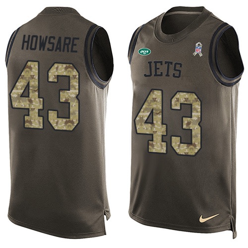 Men's Nike New York Jets #43 Julian Howsare Limited Green Salute to Service Tank Top NFL Jersey