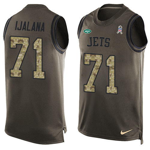 Men's Nike New York Jets #71 Ben Ijalana Limited Green Salute to Service Tank Top NFL Jersey
