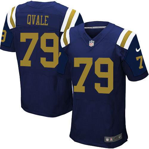Men's Nike New York Jets #79 Brent Qvale Elite Navy Blue Alternate NFL Jersey