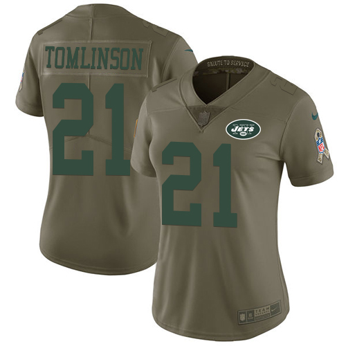 Women's Nike New York Jets #21 LaDainian Tomlinson Limited Olive 2017 Salute to Service NFL Jersey