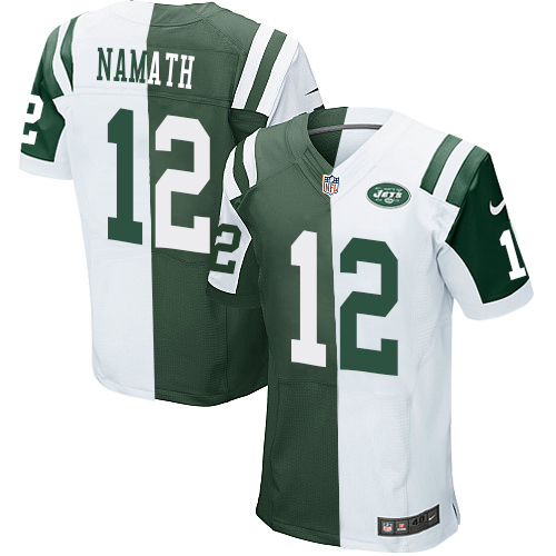 Men's Nike New York Jets #12 Joe Namath Elite Green/White Split Fashion NFL Jersey
