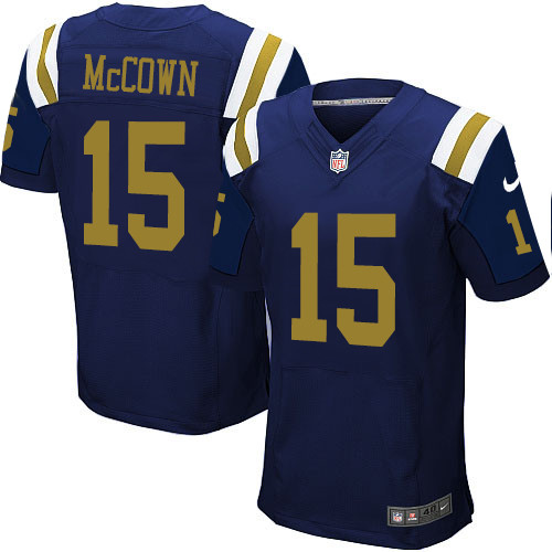 Men's Nike New York Jets #15 Josh McCown Elite Navy Blue Alternate NFL Jersey