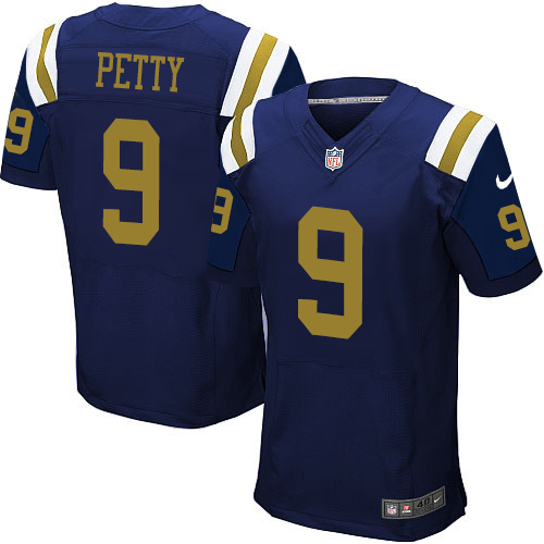 Men's Nike New York Jets #9 Bryce Petty Elite Navy Blue Alternate NFL Jersey