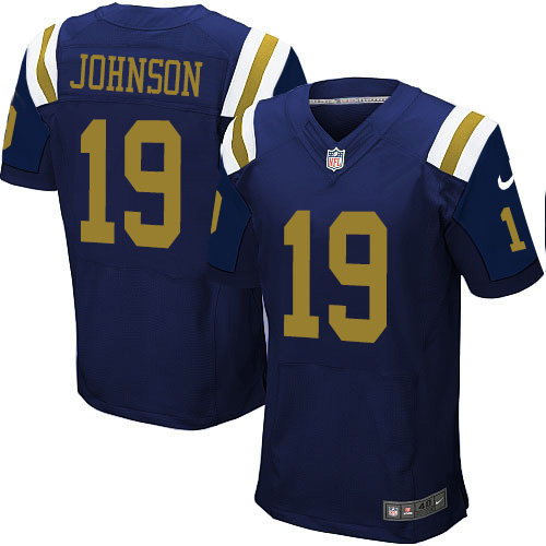 Men's Nike New York Jets #19 Keyshawn Johnson Elite Navy Blue Alternate NFL Jersey
