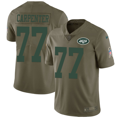 Men's Nike New York Jets #77 James Carpenter Limited Olive 2017 Salute to Service NFL Jersey