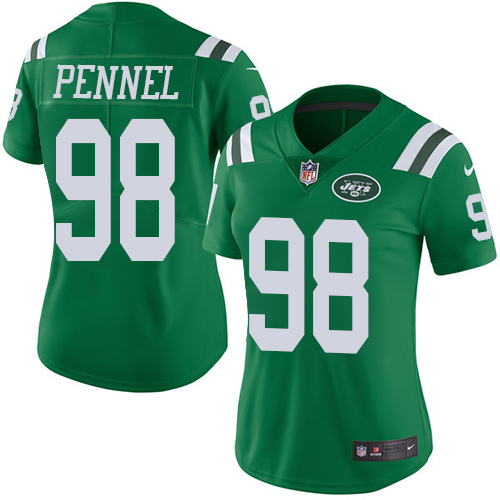 Women's Nike New York Jets #98 Mike Pennel Limited Green Rush Vapor Untouchable NFL Jersey