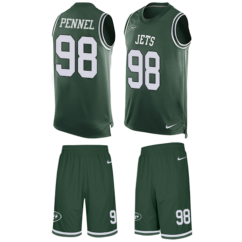 Men's Nike New York Jets #98 Mike Pennel Limited Green Tank Top Suit NFL Jersey