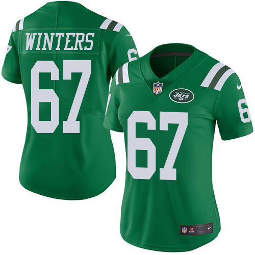 Women's Nike New York Jets #67 Brian Winters Limited Green Rush Vapor Untouchable NFL Jersey