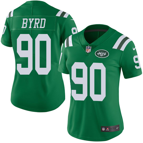 Women's Nike New York Jets #90 Dennis Byrd Limited Green Rush Vapor Untouchable NFL Jersey