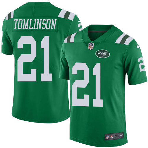 Men's Nike New York Jets #21 LaDainian Tomlinson Elite Green Rush Vapor Untouchable NFL Jersey