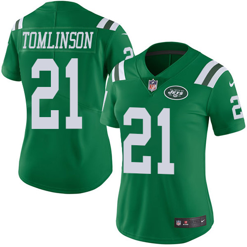 Women's Nike New York Jets #21 LaDainian Tomlinson Limited Green Rush Vapor Untouchable NFL Jersey