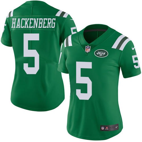 Women's Nike New York Jets #5 Christian Hackenberg Limited Green Rush Vapor Untouchable NFL Jersey