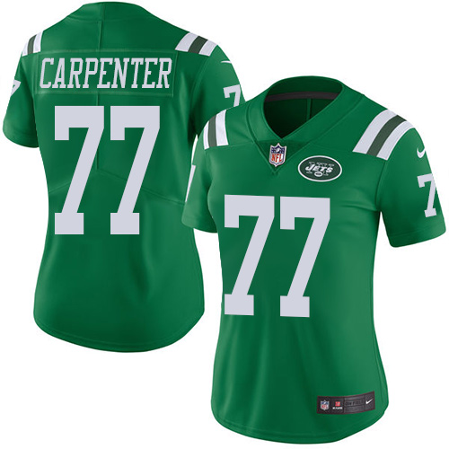 Women's Nike New York Jets #77 James Carpenter Limited Green Rush Vapor Untouchable NFL Jersey
