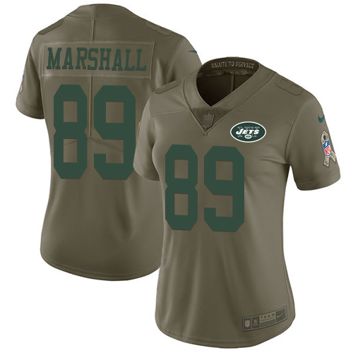 Women's Nike New York Jets #89 Jalin Marshall Limited Olive 2017 Salute to Service NFL Jersey