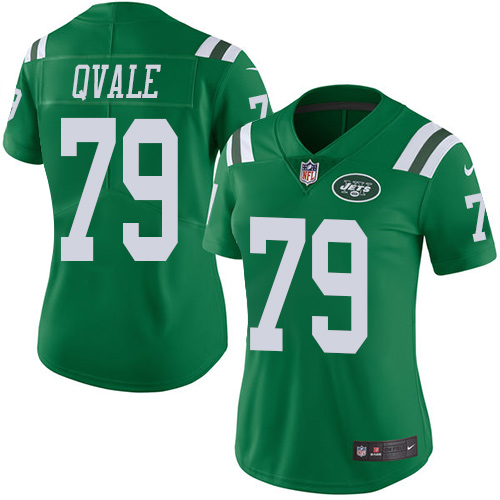 Women's Nike New York Jets #79 Brent Qvale Limited Green Rush Vapor Untouchable NFL Jersey