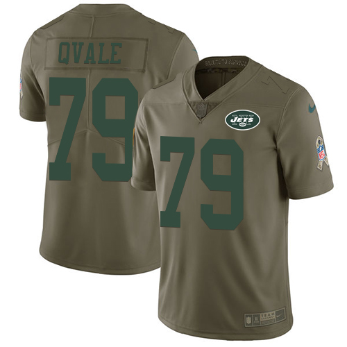 Men's Nike New York Jets #79 Brent Qvale Limited Olive 2017 Salute to Service NFL Jersey