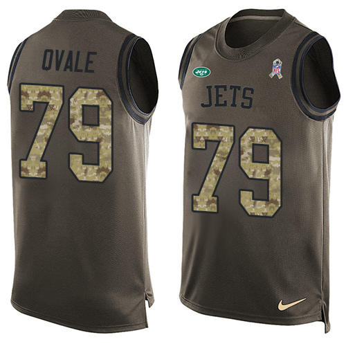 Men's Nike New York Jets #79 Brent Qvale Limited Green Salute to Service Tank Top NFL Jersey